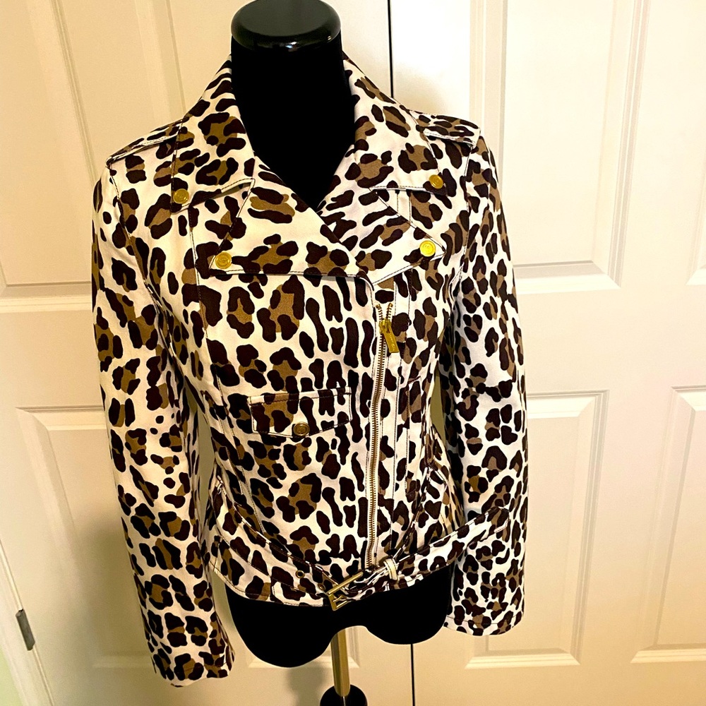Vintage Blumarine cotton animal print moto jacket size 36 (6)